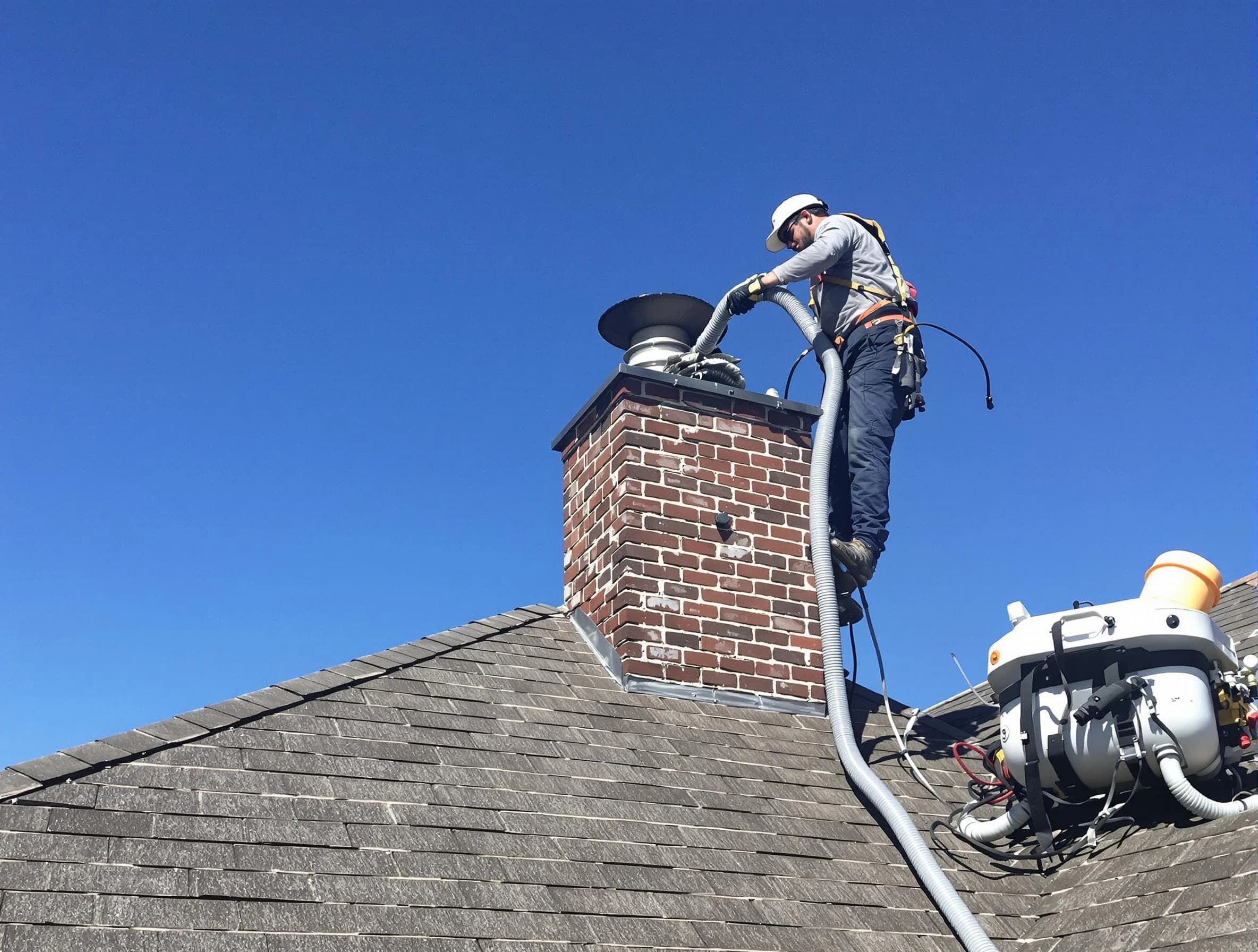 Dedicated Eagle Mountain Chimney Sweep team member cleaning a chimney in Eagle Mountain, UT