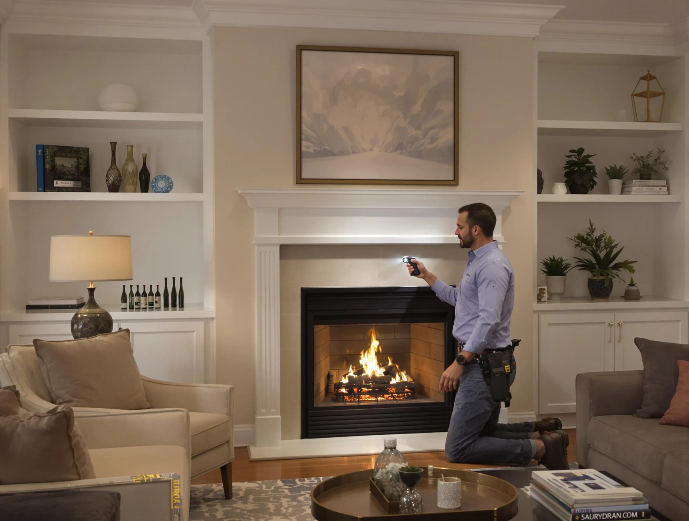 Eagle Mountain Chimney Sweep conducting a fireplace safety inspection in Eagle Mountain, UT