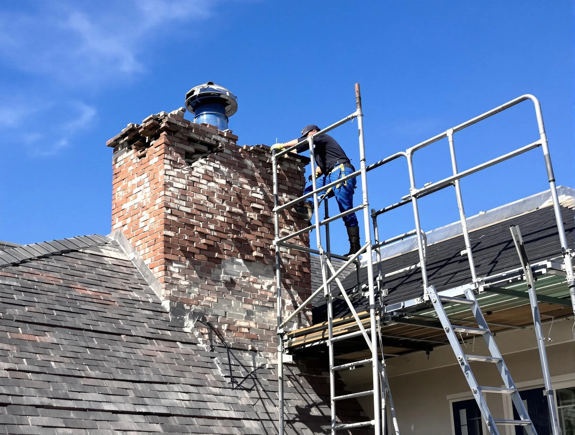 Rebuilding a chimney structure by Eagle Mountain Chimney Sweep in Eagle Mountain, UT