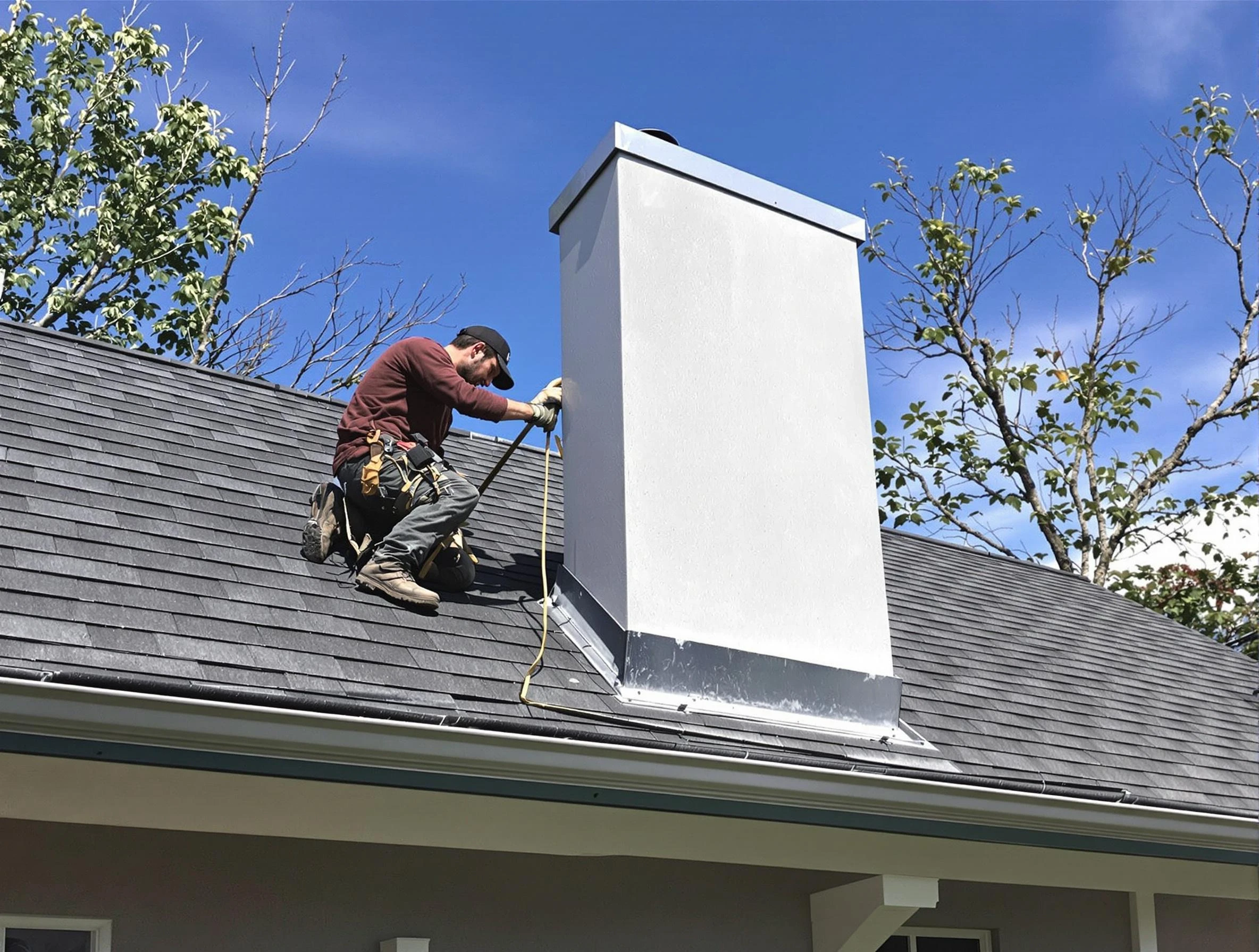 Eagle Mountain Chimney Sweep team member finishing chimney construction in Eagle Mountain, UT