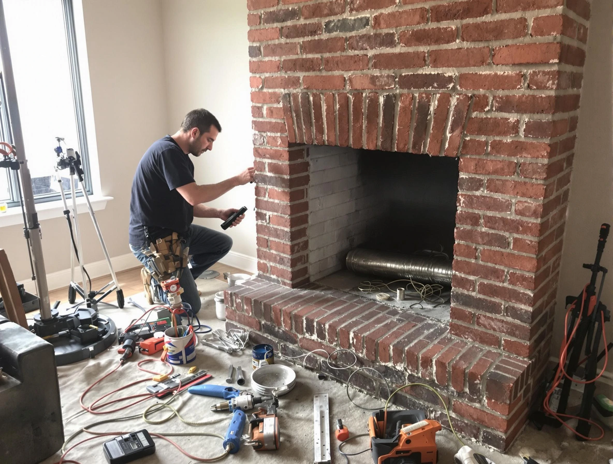 Eagle Mountain Chimney Sweep specialist finalizing chimney liner service in Eagle Mountain, UT