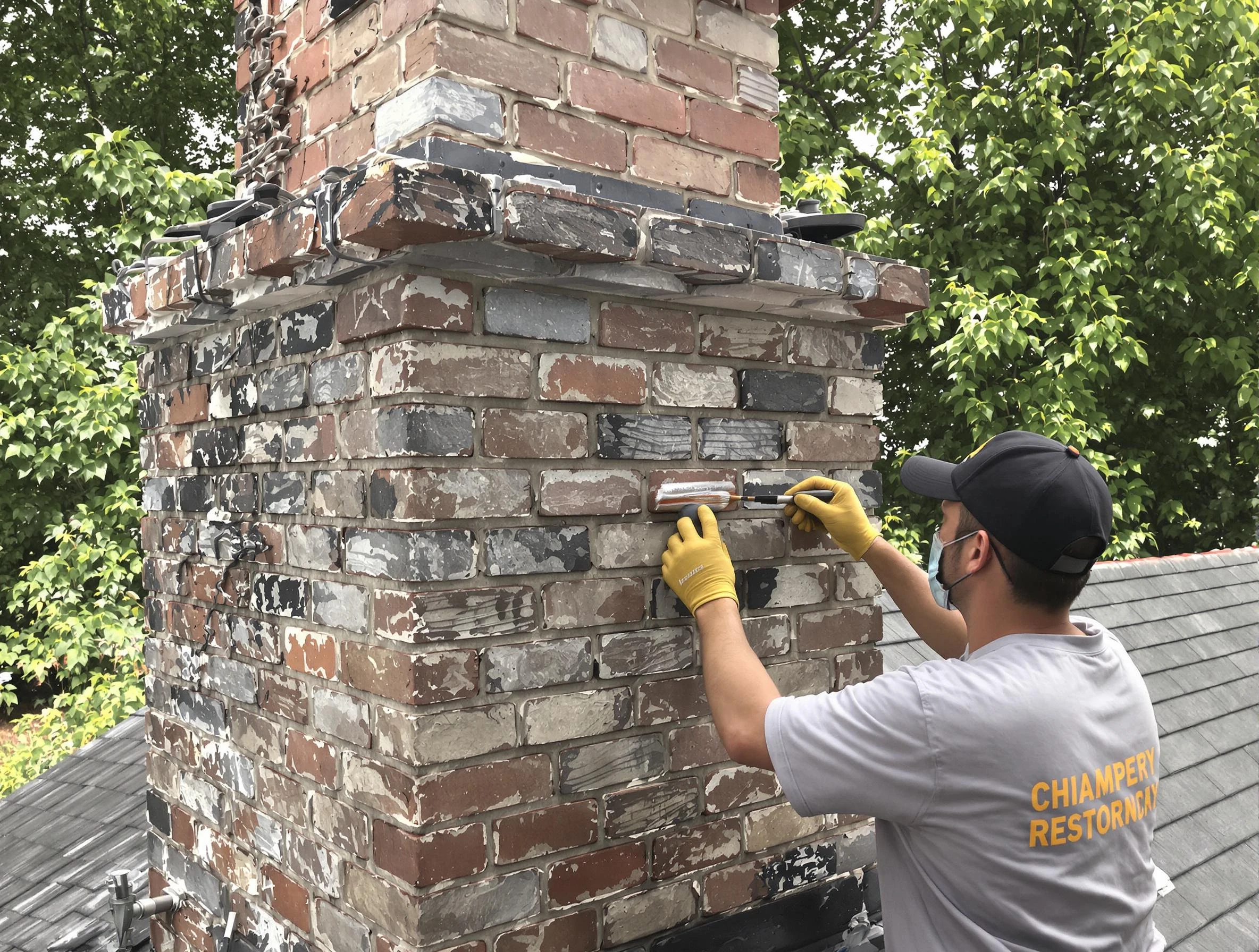 In-progress chimney restoration by Eagle Mountain Chimney Sweep in Eagle Mountain, UT