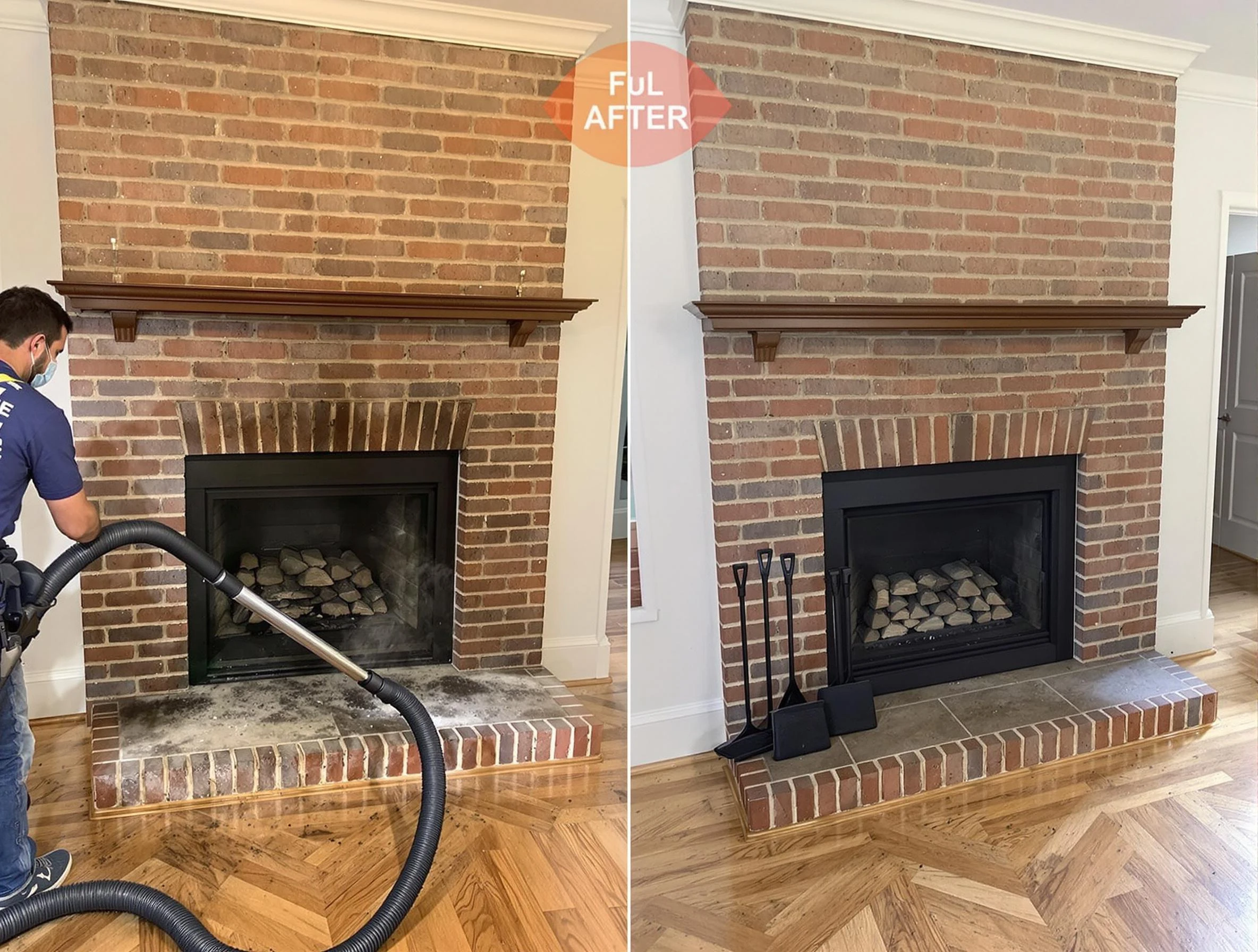 Eagle Mountain Chimney Sweep carefully sanitizing a fireplace in Eagle Mountain, UT