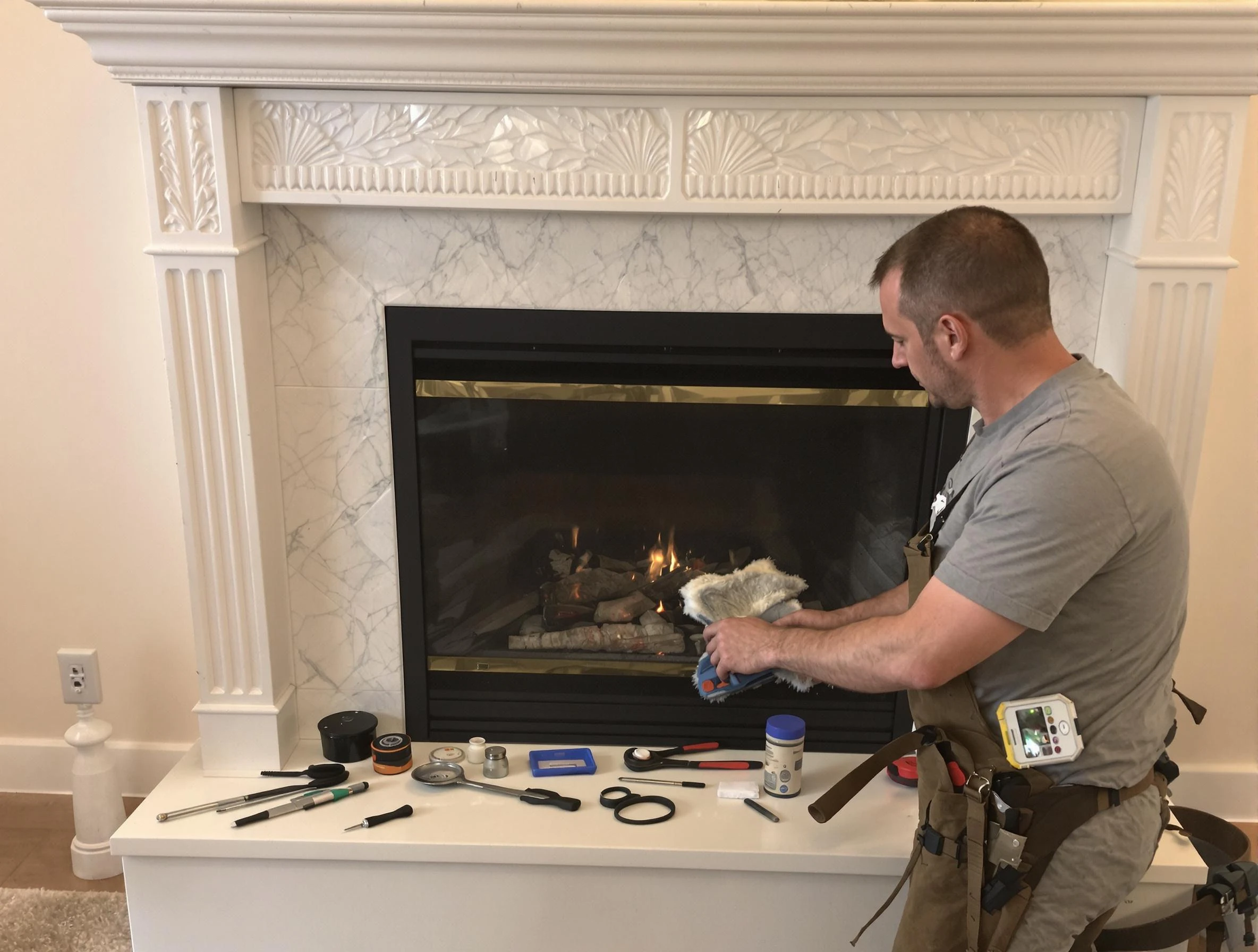 Eagle Mountain Chimney Sweep performing fireplace maintenance in Eagle Mountain, UT